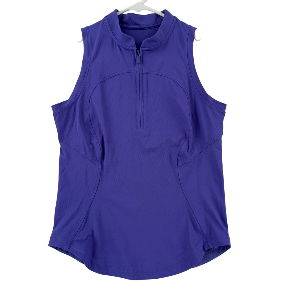 Lululemon‎ Tennis Tank Top Womens 2 / 4? Purple Front Zip Mock Neck Athletic